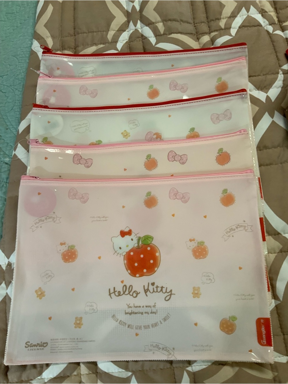 NWOT Hello Kitty Pink and Orange Clear Document Pouch - All 5